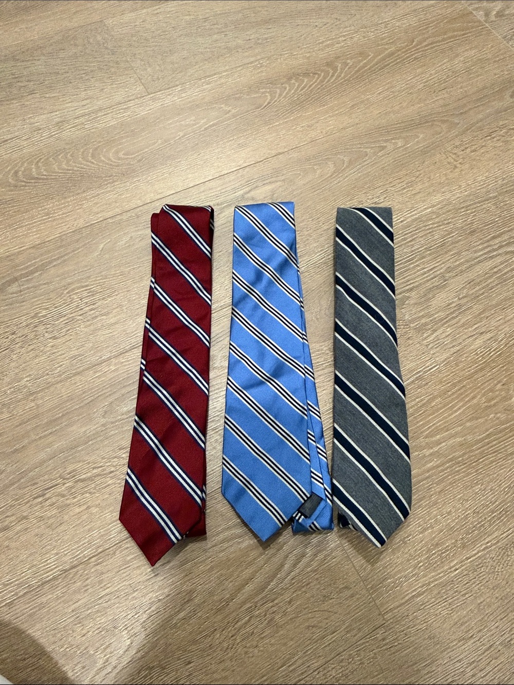 JCrew & Brooks Brother Classic Striped Silk Tie - Red, Blue, Gray